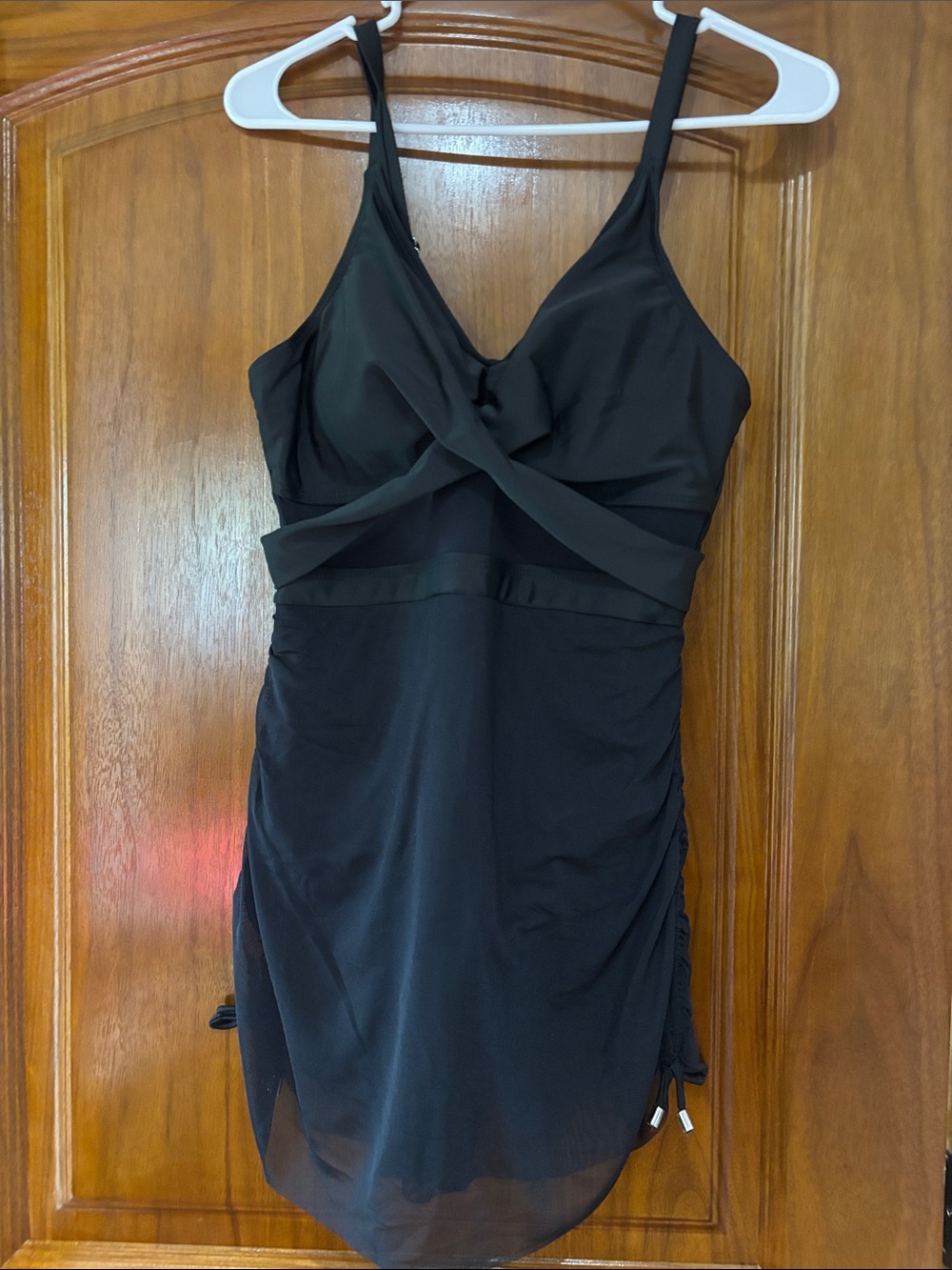 Black Crisscross One-Piece Swimdress